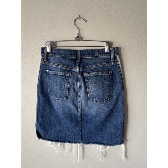 7 For All Mankind Size 26 Reverse Step Side Panel Denim Skirt Mojave Dusk - Picture 4 of 7